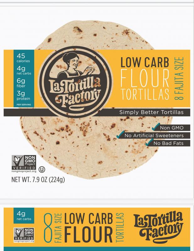 NonGMO, Low Carb Tortillas, Flour, Fajita Size La Tortilla Factory