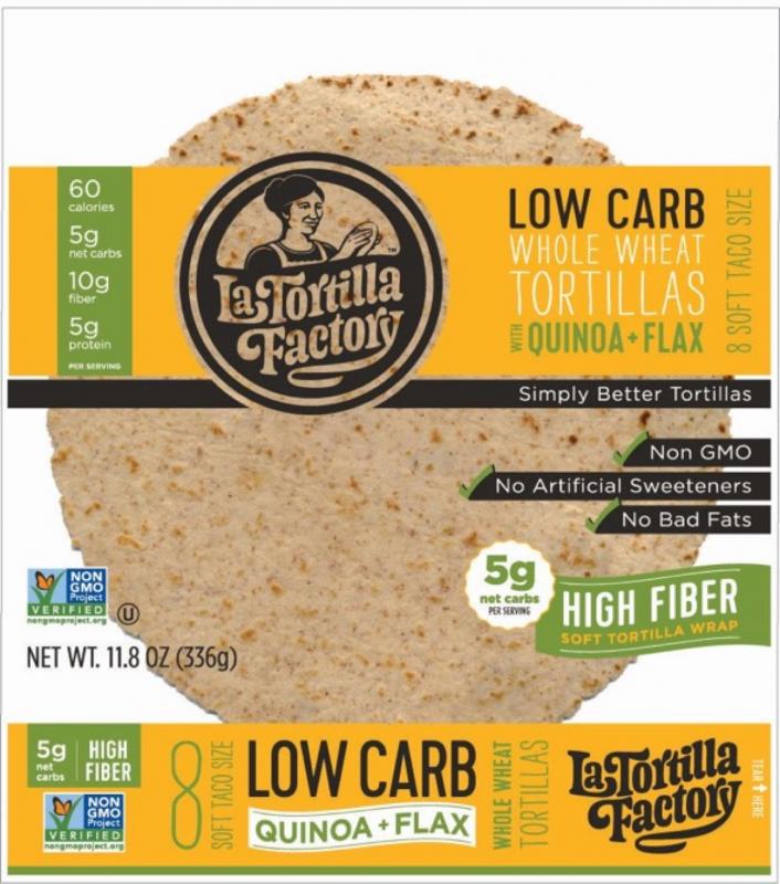 Low Carb High Fiber Quinoa + Flax Tortillas • La Tortilla Factory