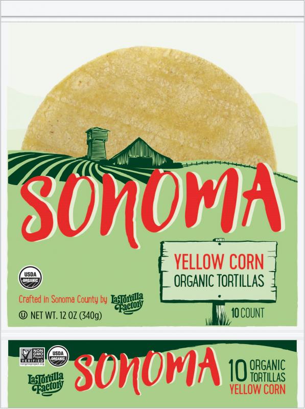 Sonoma Organic Non-GMO Tortillas, Yellow Corn • La Tortilla Factory